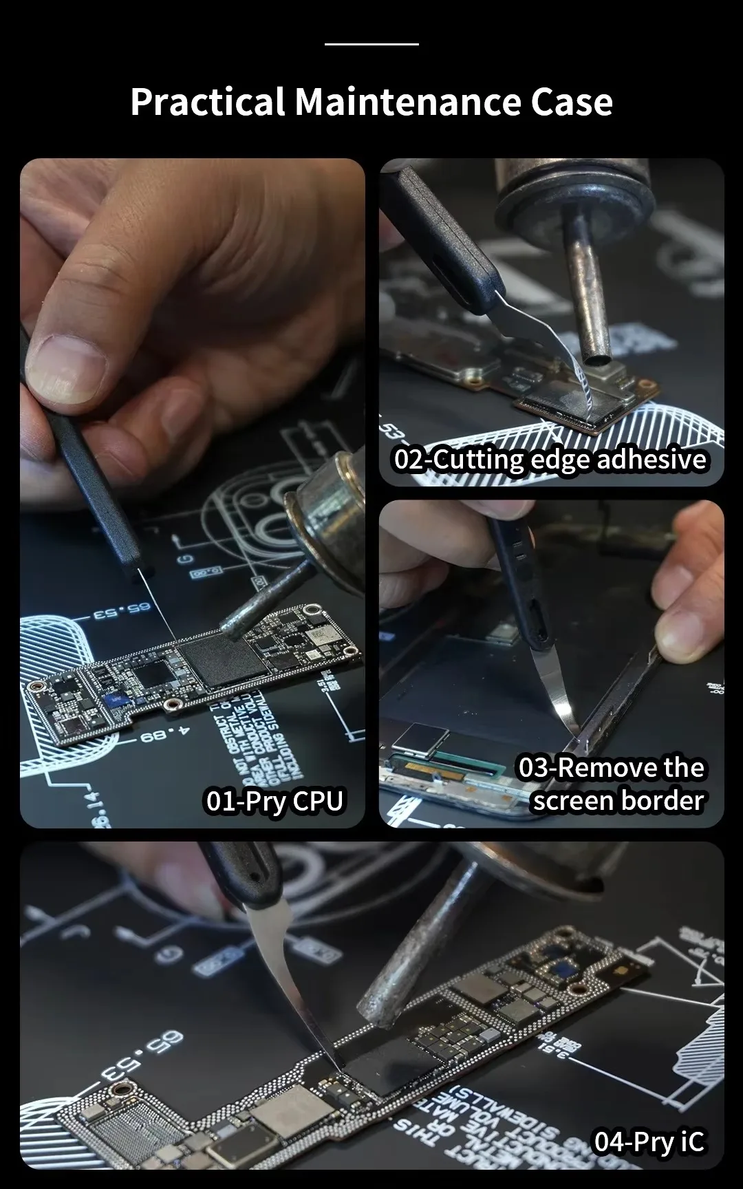 Mechanic Quick Edge 7 Hochtemperaturbeständiges Rework-Klingenset, Multifunktionale Messerklingen mit Langlebigem Griff, Telefon-IC-Abzieher – Detail 6