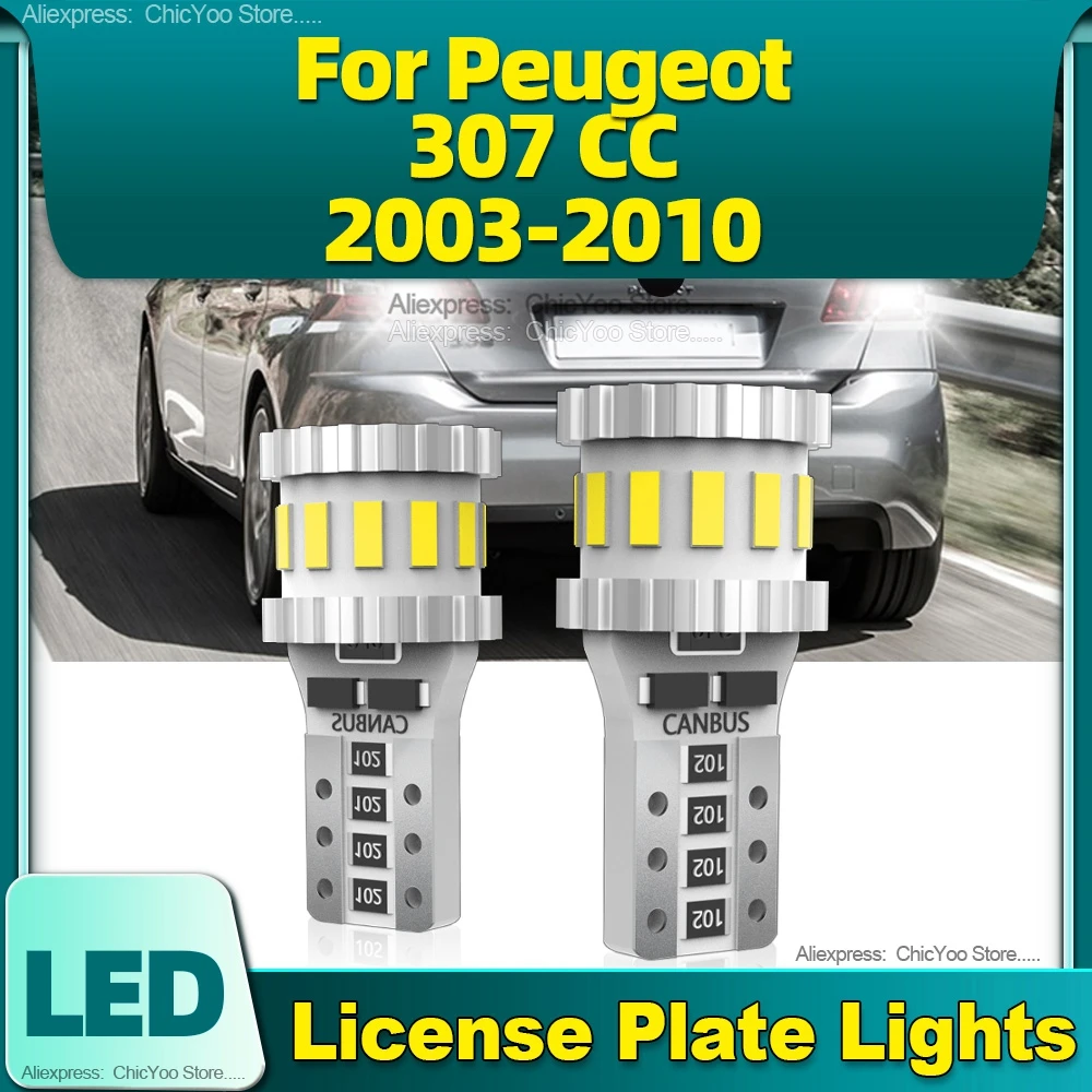 

2pcs 6000K Canbus W5W T10 LED Bulb License Plate Light Signal Lamp For Peugeot 307 CC 2003 2004 2005 2006 2007 2008 2009 2010