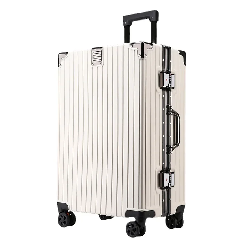 Aluminum Frame Suitcase Boarding Cabin Rolling Luggage Trolley Case Password Suitcases on Wheels Men and Women