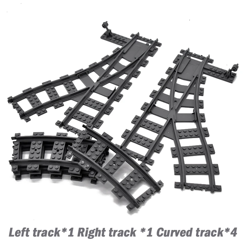 Bloques de construcción de trenes de ciudad para niños, vías flexibles bifurcadas, rieles suaves curvos rectos, interruptor de pista, bloques de construcción, juguete creativo de alta tecnología DIY