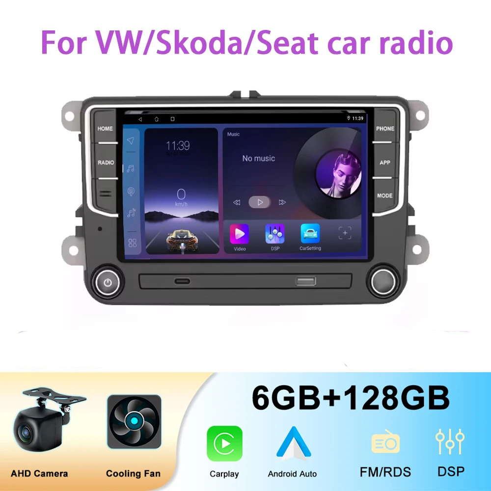 

7”2Din 4+64GB Car Radio Android For VW/Skoda/Seat Auto Radio Wireless Car Carplay Multimedia Video Player Navigation GPS Wifi