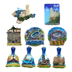 Ukraine Flavor Landmark Building Fridge Magnets Tourist Souvenirs Crafts Refrigerator magnet Decoration Articles Handicraft