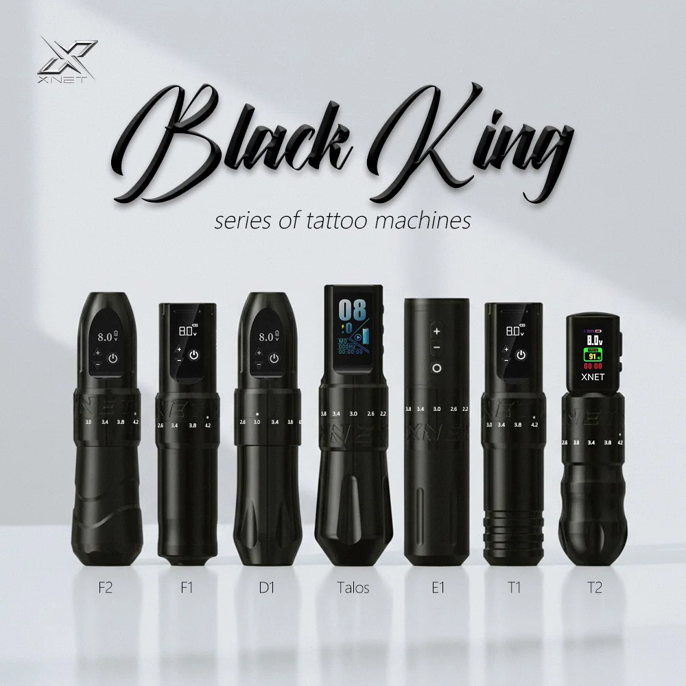 

Беспроводная тату-машинка XNET Dark King T1/F2 с регулируемым ходом, настраиваемым мотором и аккумулятором 2400 мАч, тату-ручка для начинающих, для боди-арта.