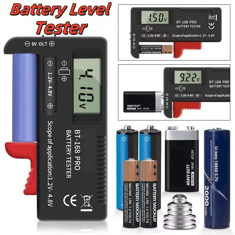 BT-168 AA/AAA/C/D/9V/1.5V batteries Universal Button Cell Battery Colour Coded Meter Indicate Volt Tester Checker BT168 Power