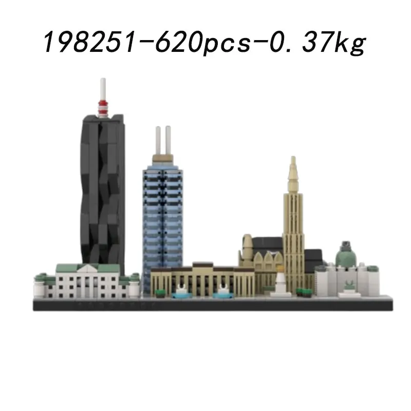 Spot MOC-198251 620 stücke 240101 Moderne Architektur DIY Kleine Partikel Montage Bausteine Puzzle Spielzeug Modell Geschenk Set Ornament