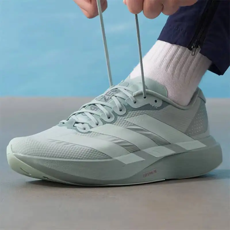 Popular Adidas Adizeroero Green Lightweight Running Shoes - Breathable Mesh Upper Marathon Sport Shoes - Men's Style JQ444