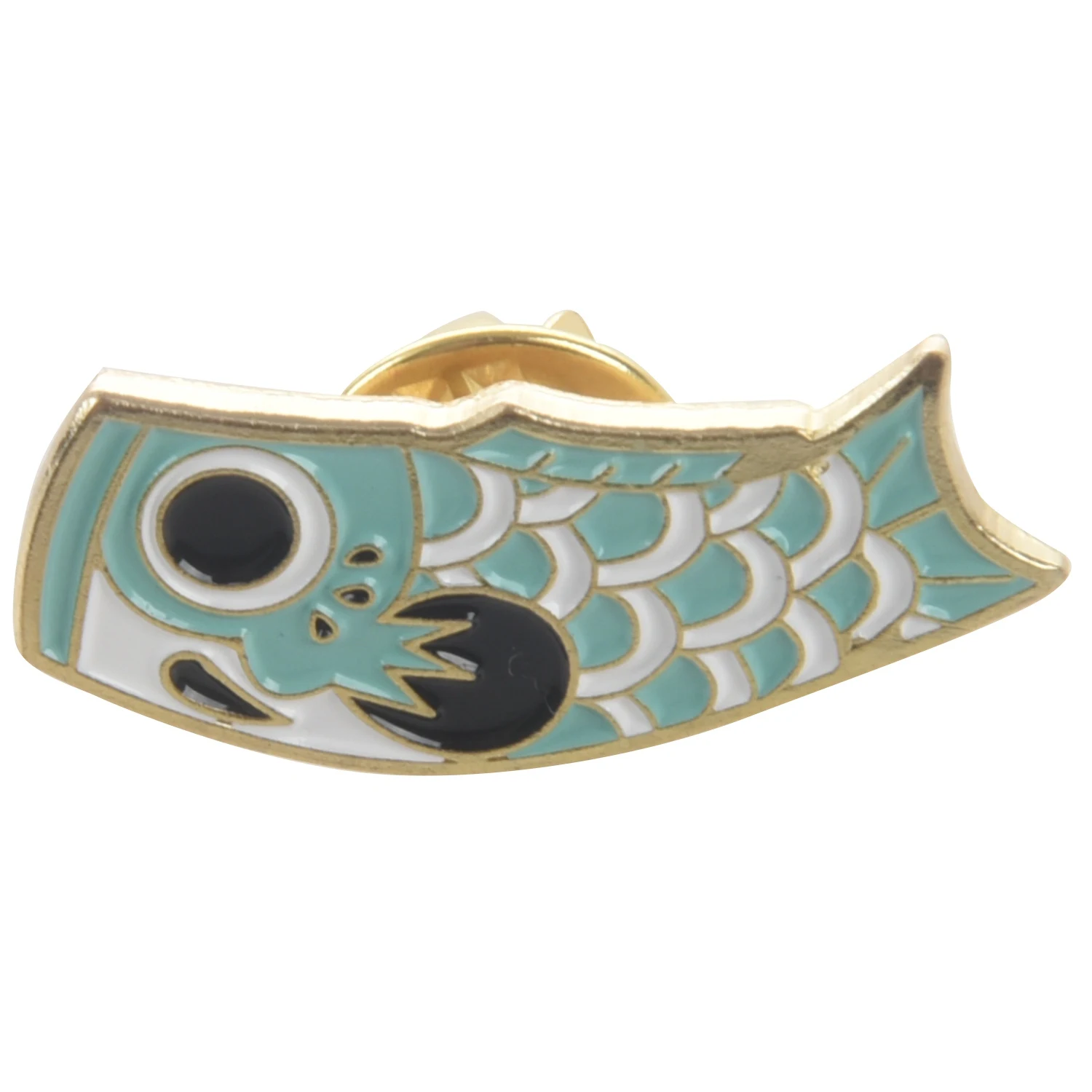 AGG-Cartoon Fish Flag Carp Brooch Japanese Soft Enamel Pin Couples Lovers Badge Cute Animal Collar Brooch Blue