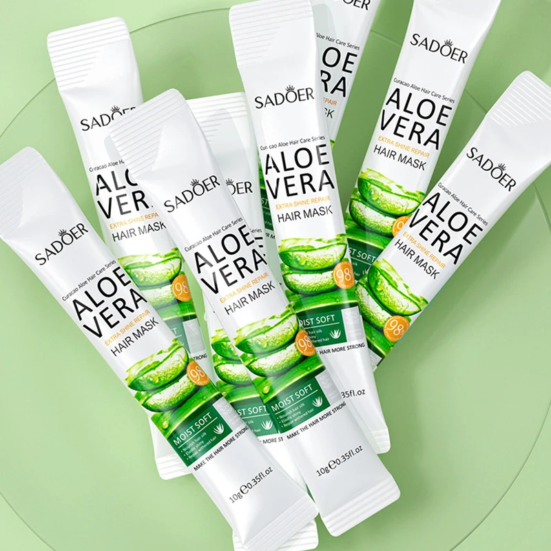

1/3/5/10 шт. Маска для волос с алоэ вера, портативная, нежная, восстанавливает за 5 секунд, глубоко увлажняет, устраняет сухость, разглаживает, придает мягкость и блеск