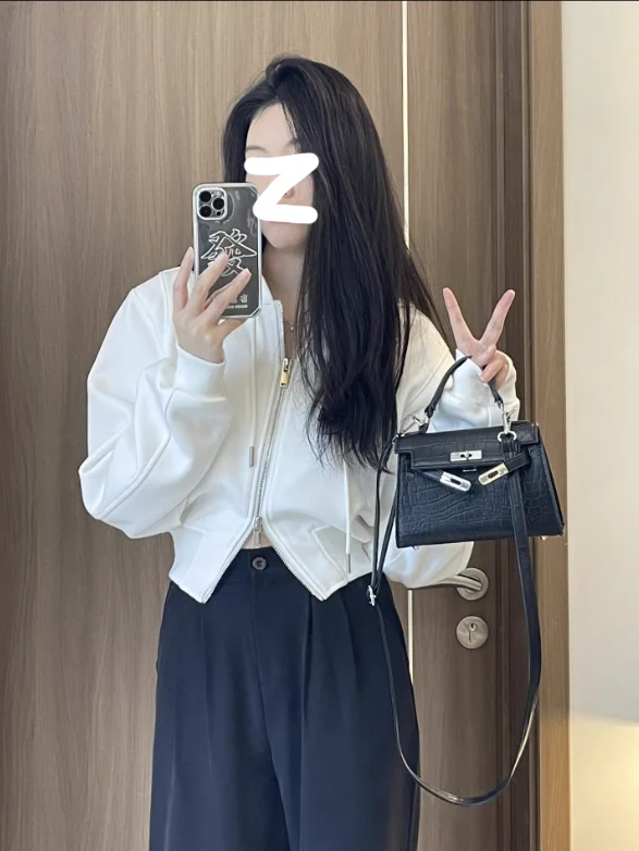 เสื้อฮู้ดมีซิป เสื้อผ้าผู้หญิง สไตล์โดดเด่น ไม่มีฮู้ด ลายสก็อต เรียบง่าย สไตล์มินิมอล สำหรับผู้หญิงและคู่รัก ทรงเข้ารูป ลายกราฟิกหลากหลาย