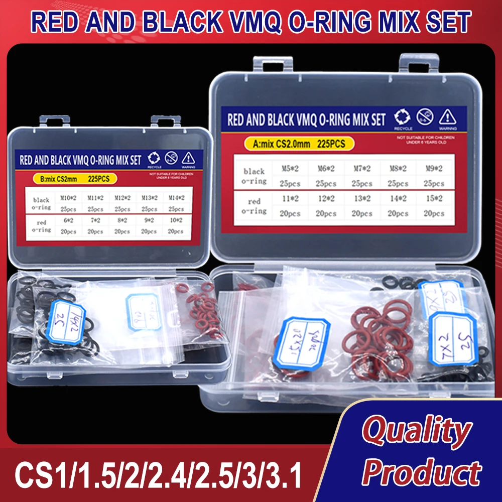 CS 1/1.5/2.0/2.4/2.5/3/3.1 Red Black VMQ O-ring Silicone Sealing Washer O-ring Plumbing Gaskets Oil Resistant High Temperature