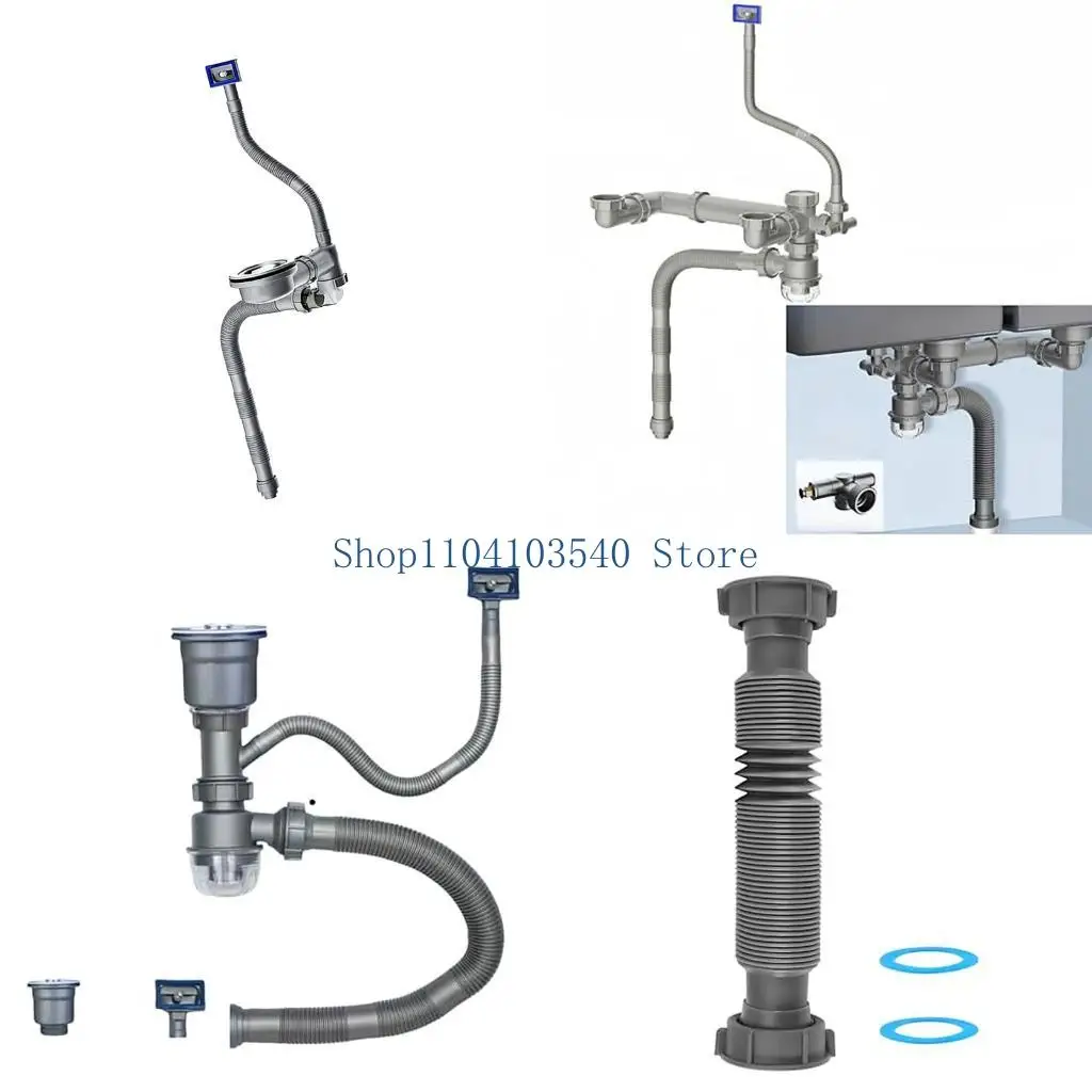 02DC Plastic Kitchen Sink Drain Pipe Downpipe Fittings For Home Use Easy Installation
