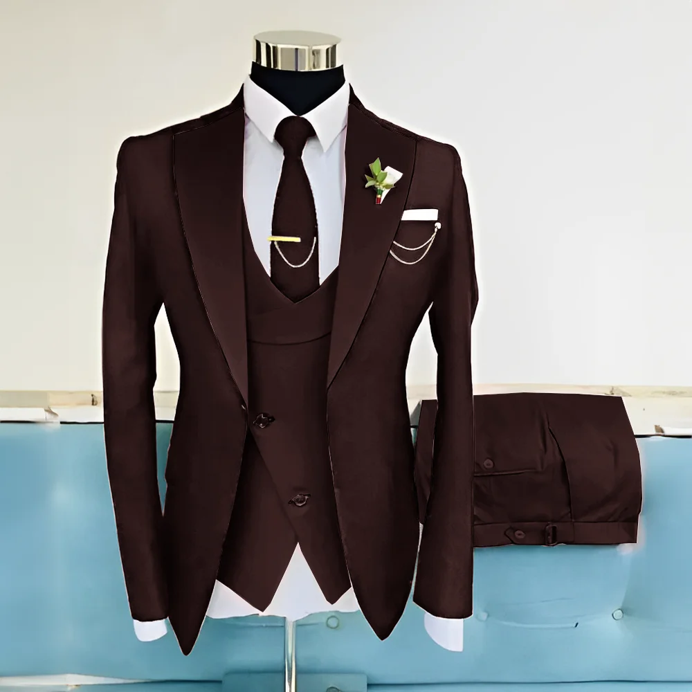 Traje azul real para hombre, vestido de novia, esmoquin de novio, conjunto de 3 piezas, chaqueta, pantalones, chaleco, traje Formal elegante