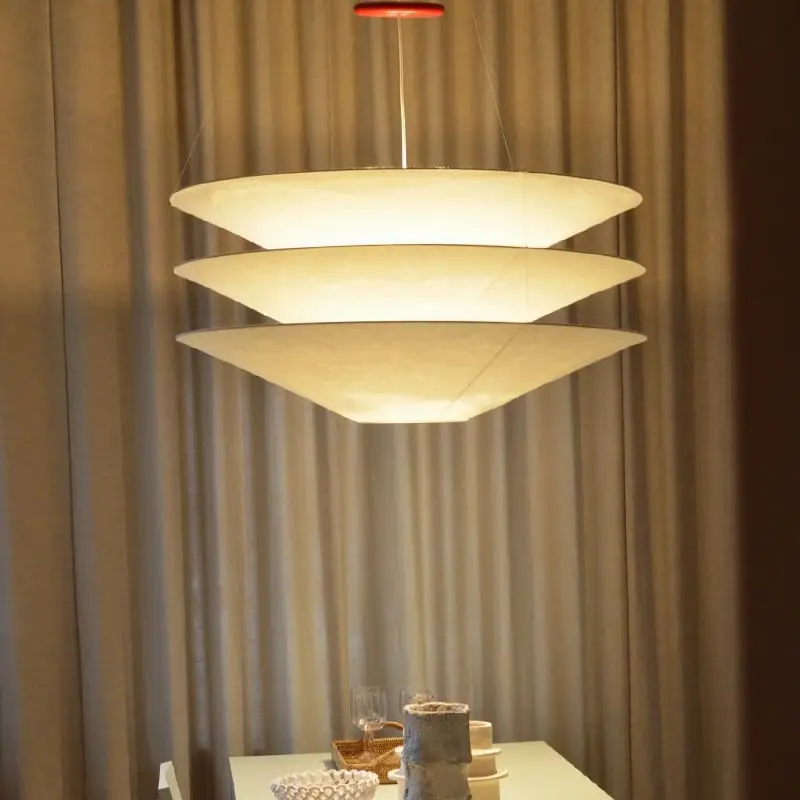 Japanese Suspended Bamboo Hat Pendant Light for Dining Room Hotel Cafe Modern Led Hanging Lamps Creative Paper Chandeliers 220V