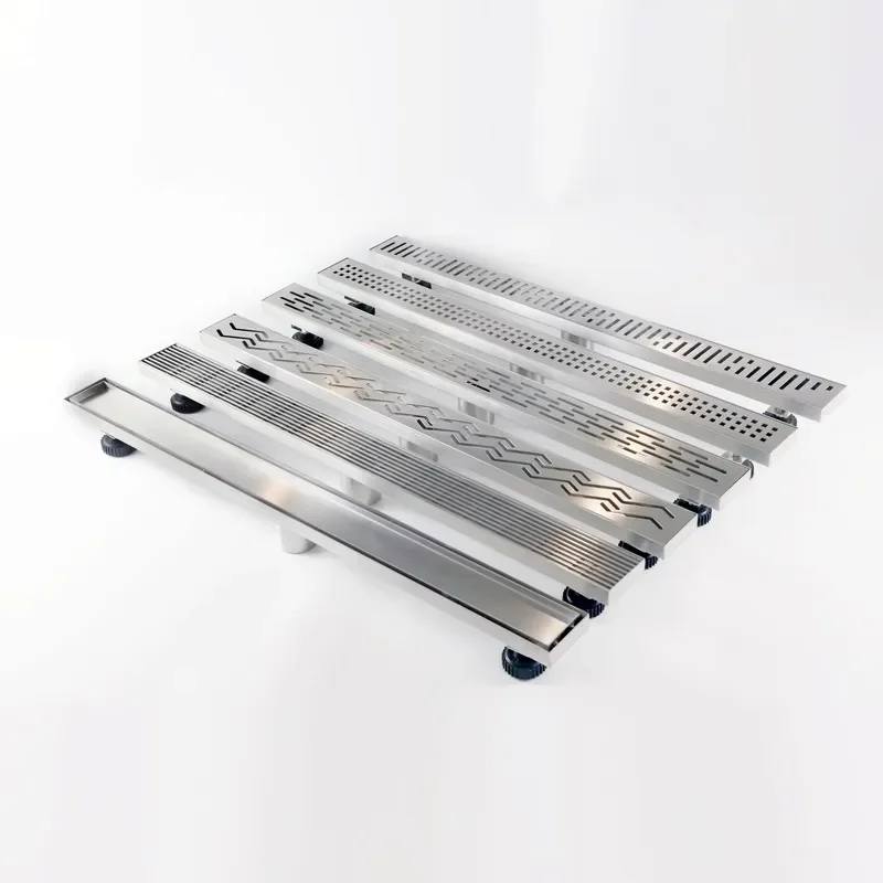 for Large Drain Watermark Tile Insert Stainless Steel Modern Shower Drain with Long Grille for Bathtubs and Basement
