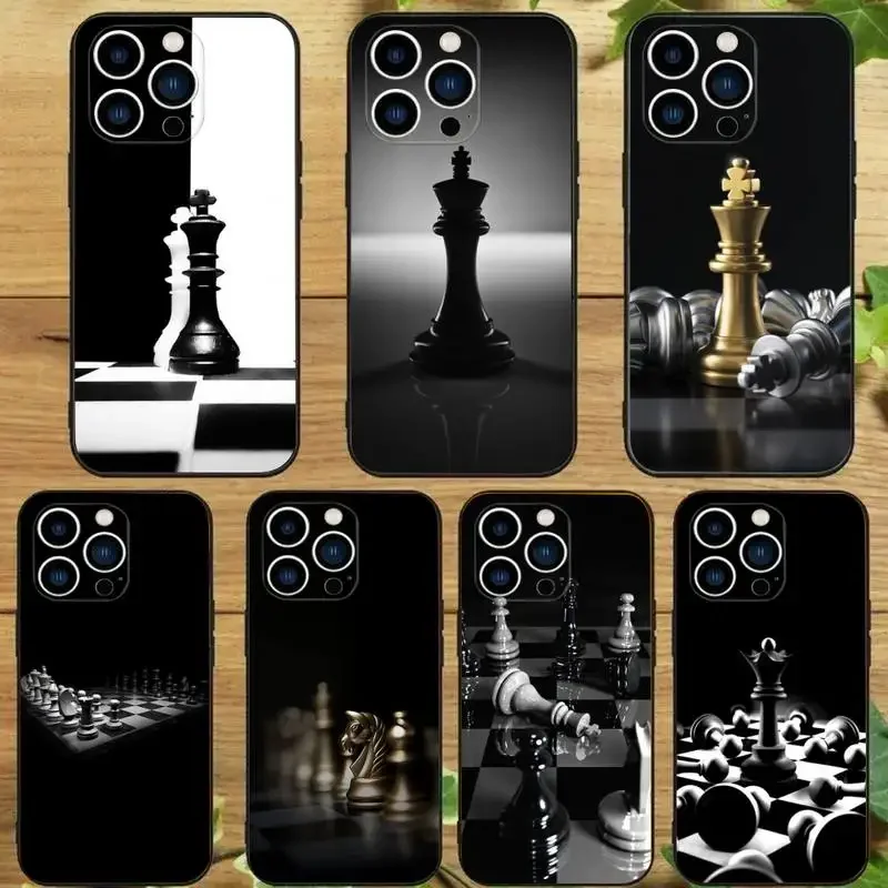 Chess Kings Phone Case For iPhone 15 14 13 12 11 Pro Max Xs Xr X 7 8 Plus 12 13 Mini Silicone Black Cover