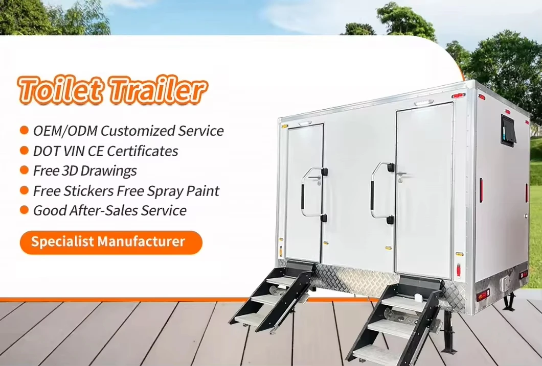 Portable Shower Trailer Mobile Restroom Toilet Combo Large Capacity for Remote Construction Site Bathroom Trailer