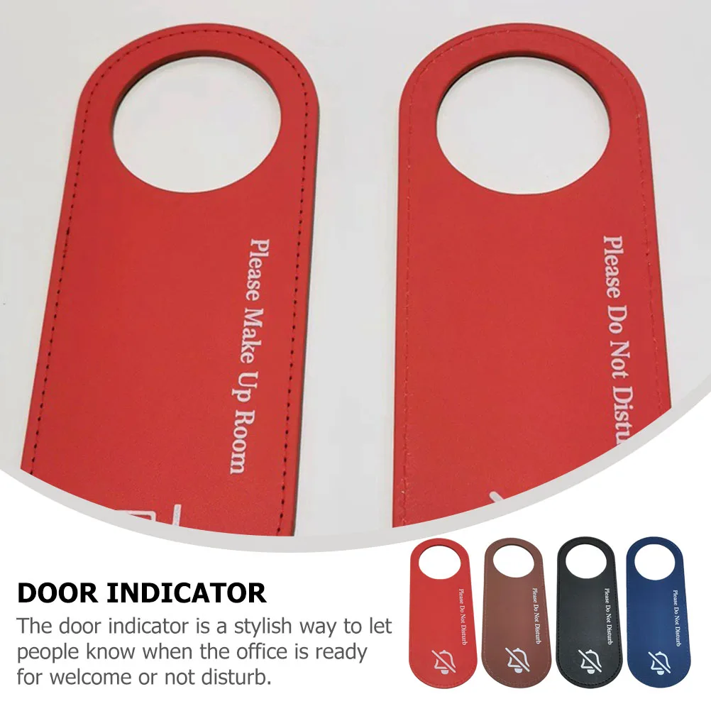 

4pcs Do Not Disturb Sign PU Material Privacy Hotel Door Hanger Bedroom Office Signs Red Black Blue Brown Room Indicator Stylish