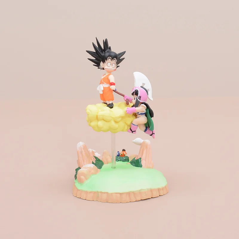 

11cm Dragon Ball Childhood Goku Chichi Pull The Tail Anime Figure Model Statue Collection Desktop Decoration Ornament Toys Gifts