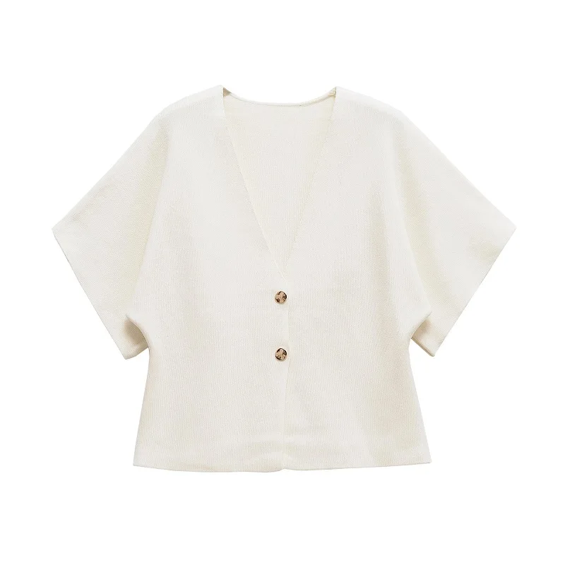 MUJER สีดํา Crop ถักเสื้อผู้หญิง 2025 แขนสั้นผู้หญิงฤดูร้อนสบายๆถักเสื้อสเวตเตอร์ถักผู้หญิงวันหยุดผู้หญิงเสื้อ