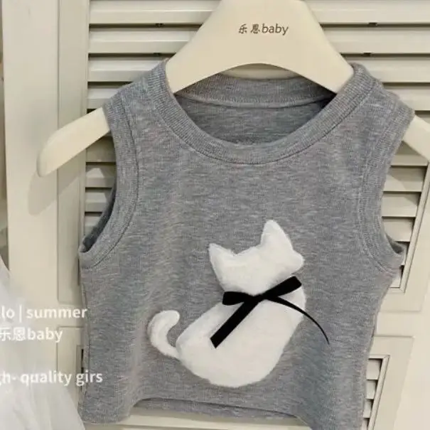 Summer New Cartoon Versatile Short Girl Cute Sleeveless Tank Top