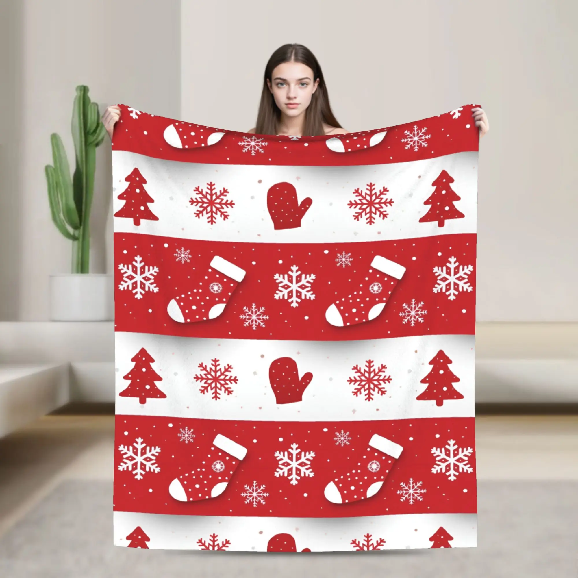 New Arrival winter snowflakes christmas santa claus checkered snow Blankets Ultra-Soft Fleece  Relax Throw Blanket Machine