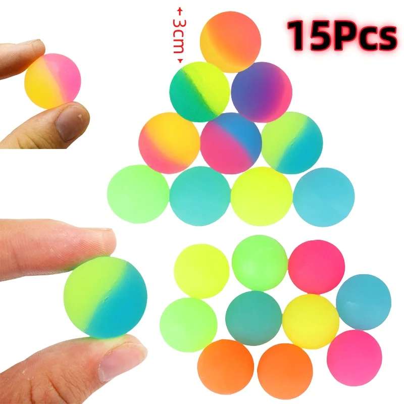 15Pcs High Bounce Toy Balls Kids Party Favor Decoration Kids Bouncing Ball Pattern Two-color Bounce Sport Ball Birthday Gift