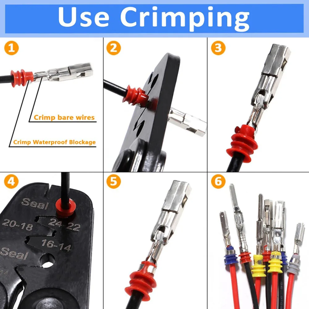 950pcs Crimp Terminal Connector Pin Kit Auto Electrical 1-3.5mm Male Busbar Sealing Disassembly Kit Non Insulated Plug Crimp Kit