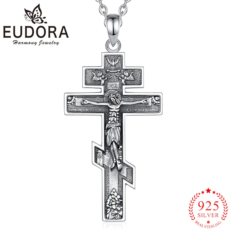 

Eudora, новое ожерелье из стерлингового серебра 925 пробы с ортодексом и крестом Иисуса, подвеска-амулет с крестом, христианские украшения, религиозный подарок для мужчин