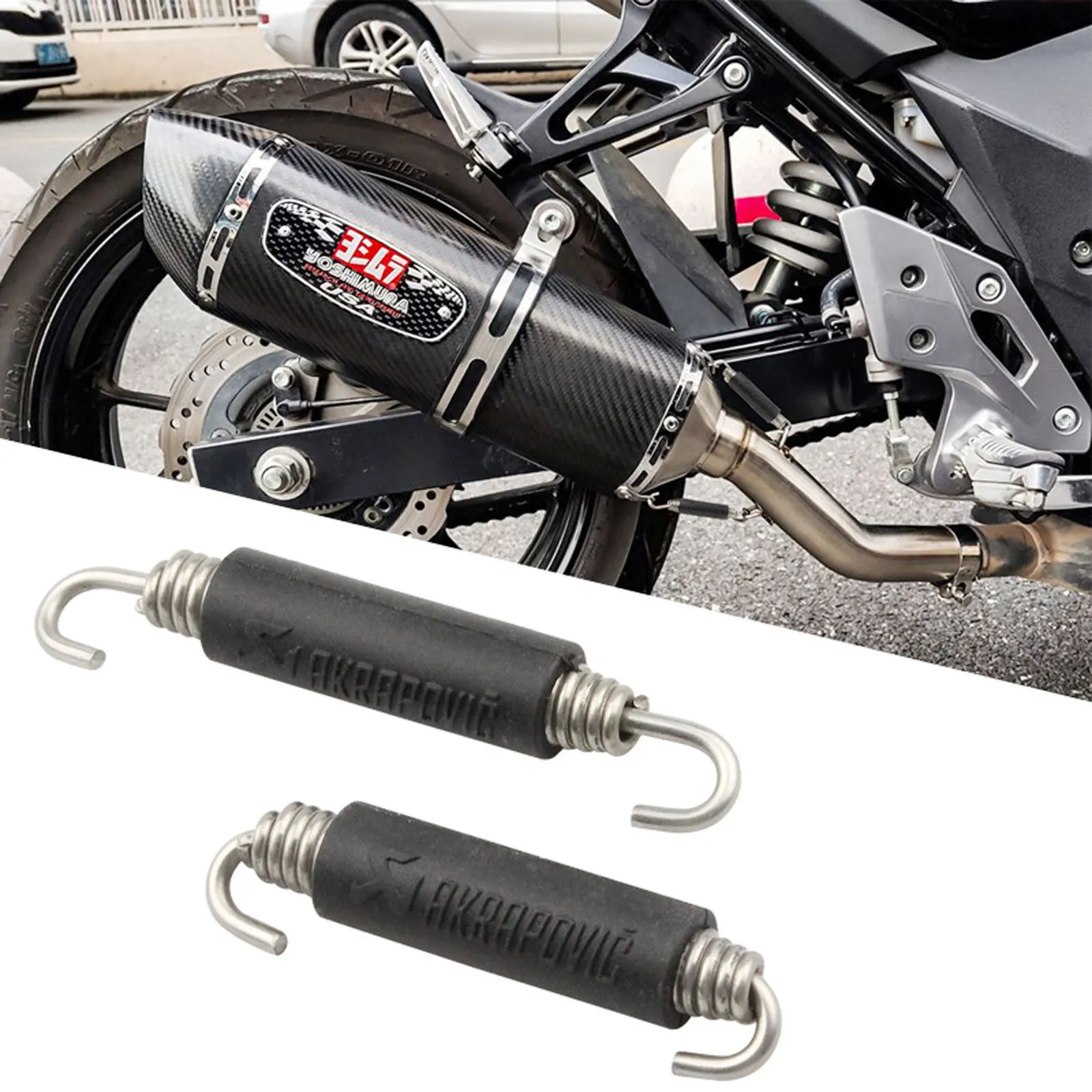 

2PCS Motorcycle Muffler Exhaust Springs Hooks Stainless Steel Universal Front Middle Link Pipe Exhaust Connect Spring