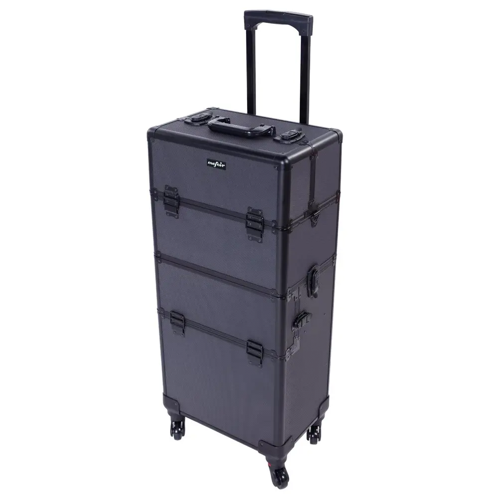 2 In 1 Rolling Makeup Train Case Professional Cosmetic Trolley Wheels Aluminum Nail Cart Cosmetic Suitcase Makeup Artist Luggage