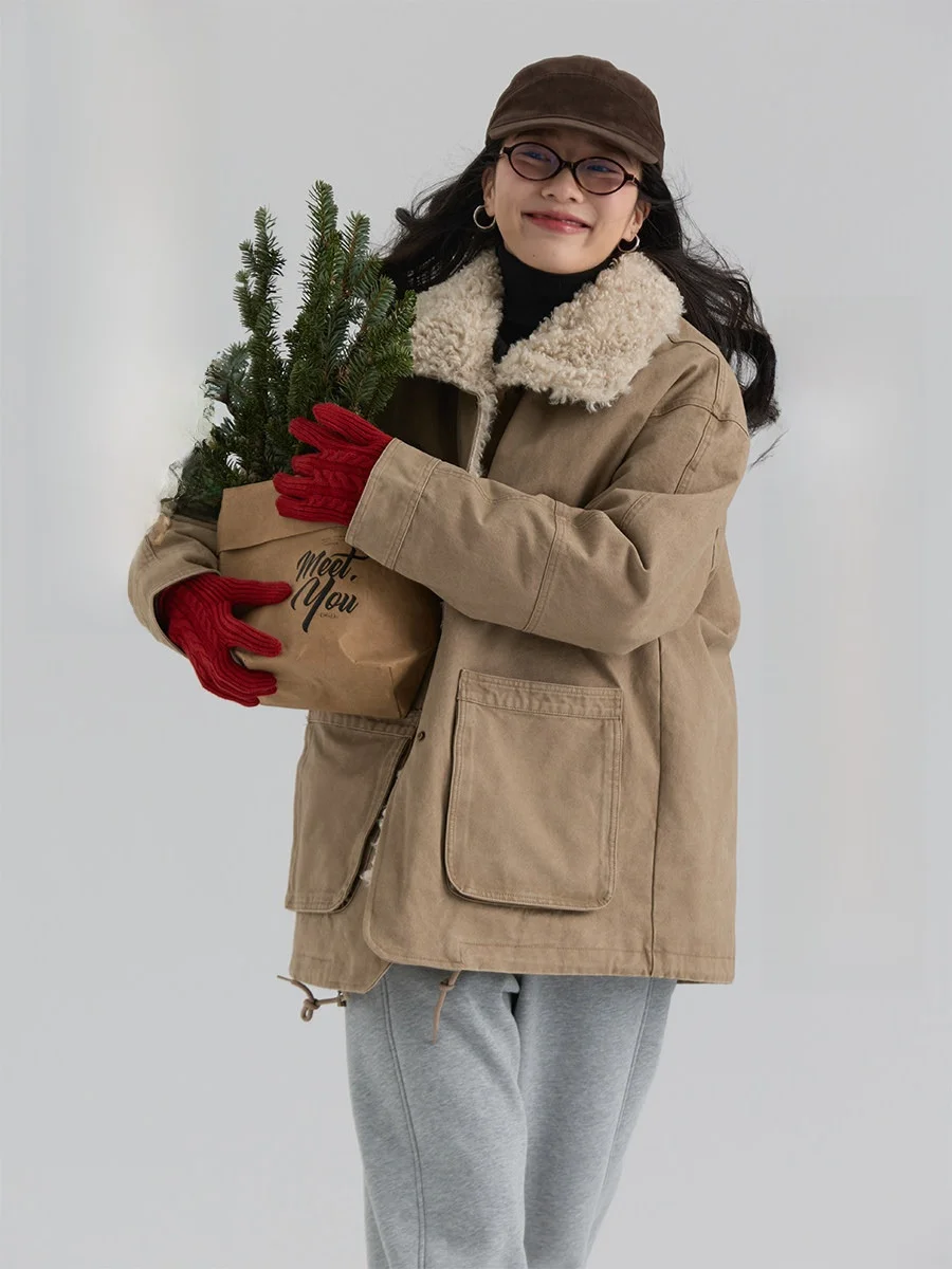 

Dwind Winter Sand Wa Parka down Jaet Women Thi Warm Workwear Patchwork Fur Collar Coat Korean Sle Commute Faion