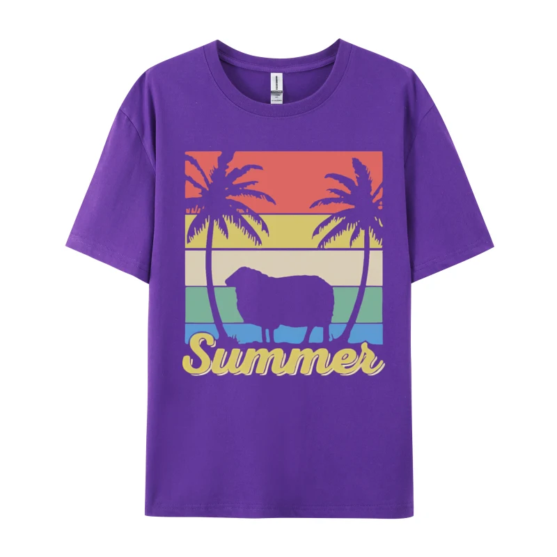 Vintage Sheep Family Summer Vacation T-shirt Discount All Cotton Top T-shirts Comfortable Soft Texture