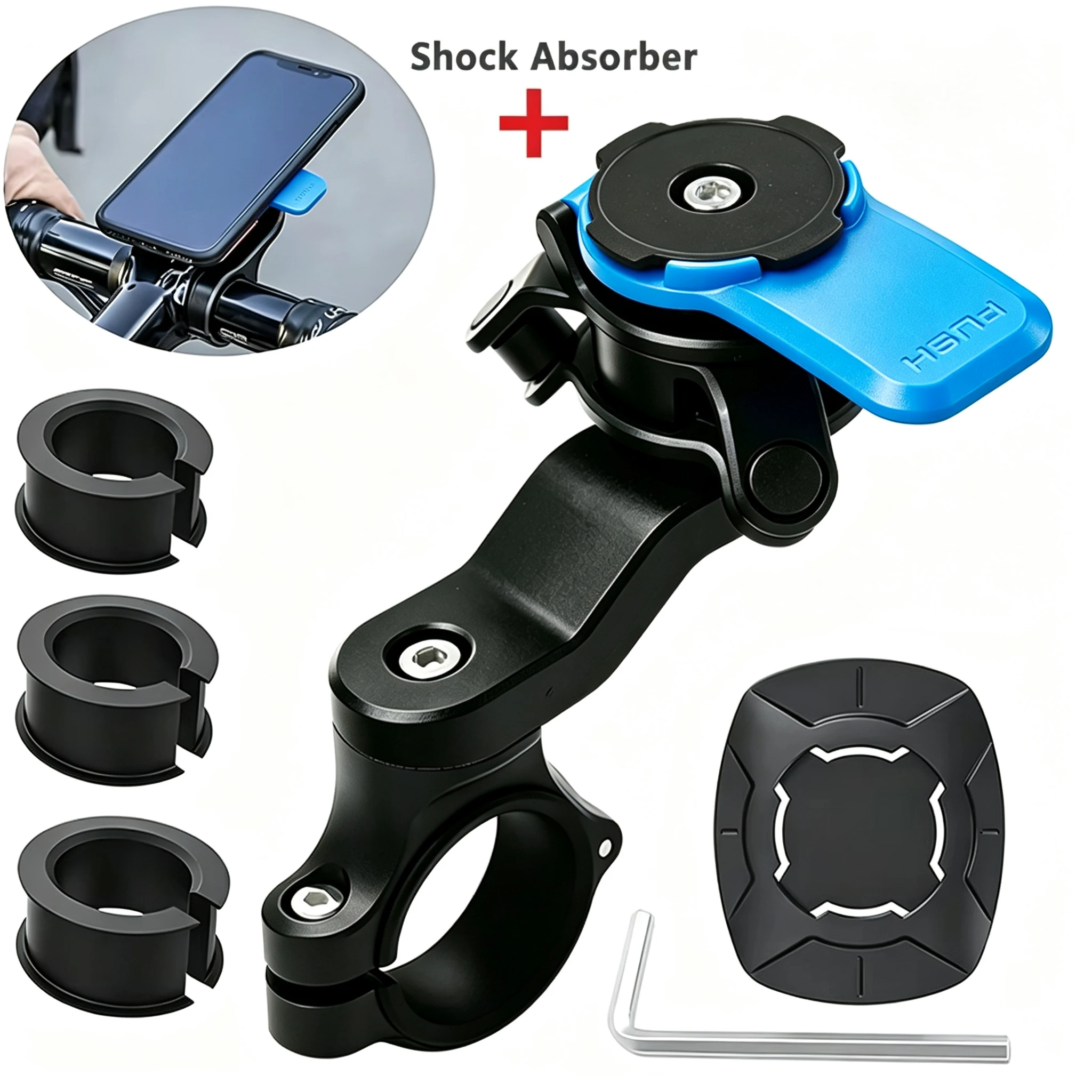 1set Motorcycle Phone Holder, Bicycle Phone Holder, Quick Disassembly and Installation with Shock-absorbing Base