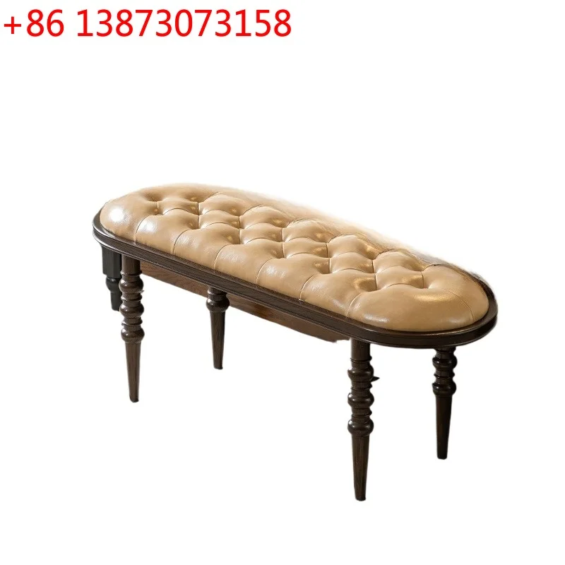 American bedside stool solid wood bench retro pull nest soft bag restaurant dining table stool
