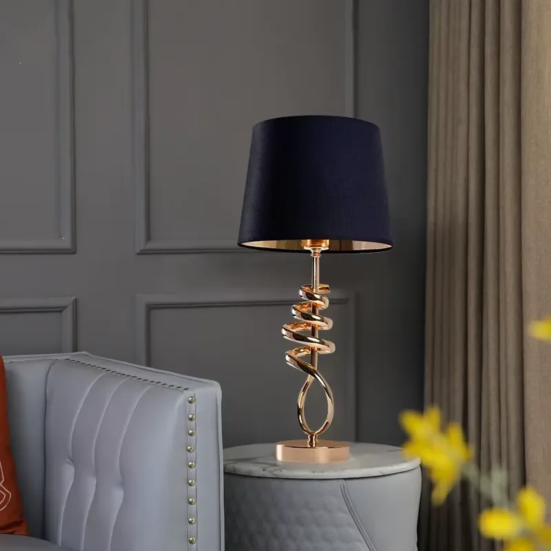 Modern Gold Plated Metal LED Desk Lamp Special Shaped Design for Hotel Living Room Bedroom Decoration Contemporary Style