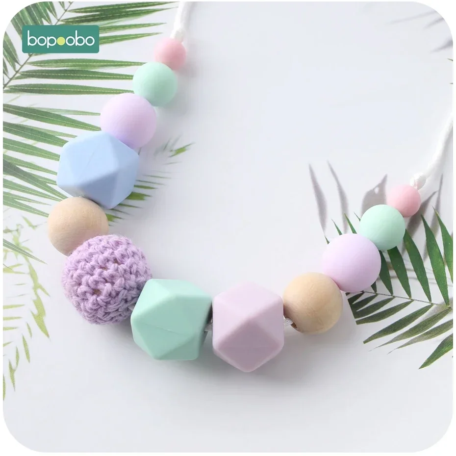 Collier de Dentition en Silicone pour Bébé, Perles Hexagonales de Qualité Alimentaire, Jouets Sans BPA, 1 Pièce