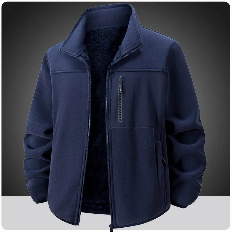 

Зимняя утепленная флисовая куртка, теплая ветрозащитная шерстяная подкладка, пальто с несколькими карманами на молнии, уличные походные парки для кемпинга, мужские парки