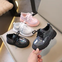 Autumn Girls Leather Shoes for School Party Wedding Kids Black Loafers Slip-on Children Flats Fashion British Style Non-slip New