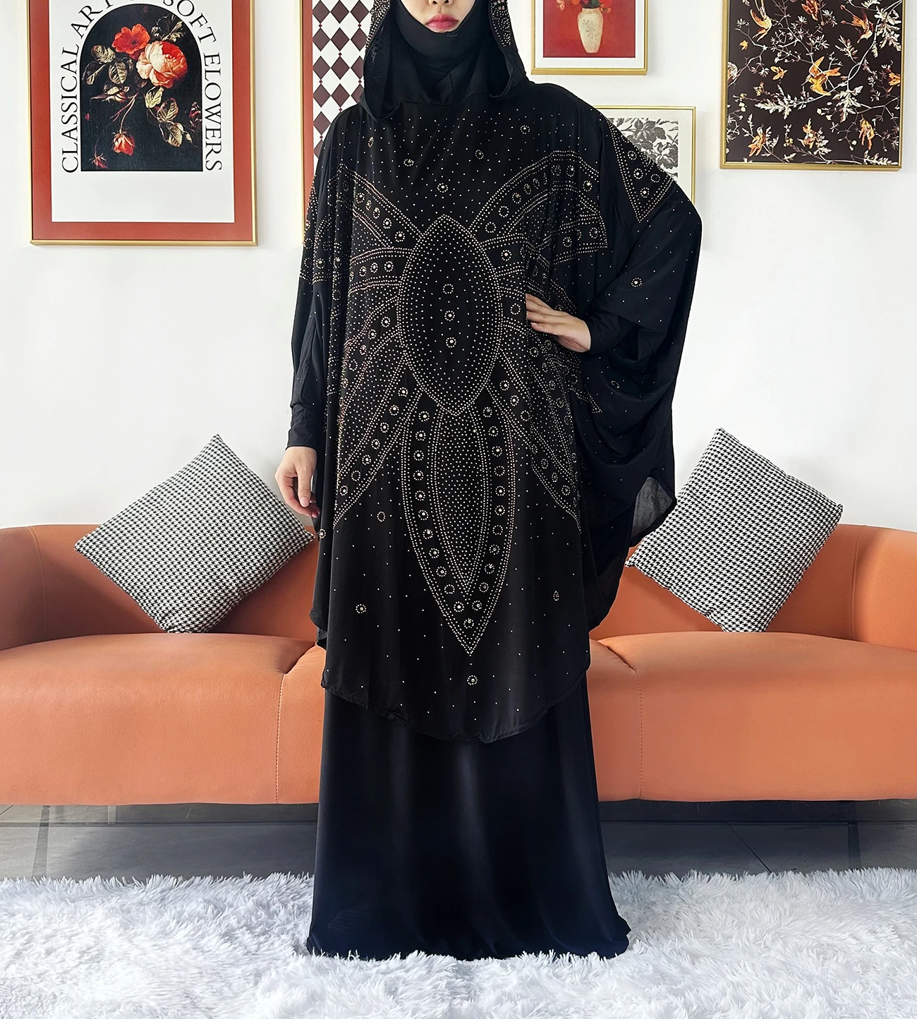 Two Piece Set Jilbab Prayer Clothes Muslim Abaya Set Women Prayer Garment Dress Hijab Long Khimar Skirt Sets Islamic Ramadan