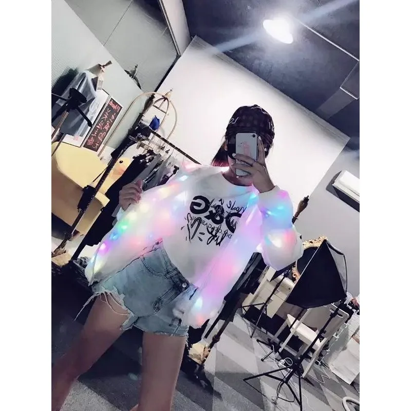 Chaqueta con luz LED, abrigo brillante, fiesta Rave, Festival de Música, ropa para Club nocturno, disfraz de actuación, ropa luminosa de Navidad y Halloween