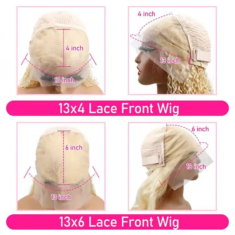 Perucas de Onda do Corpo Brasileiro para Mulheres, HD Transparente Lace Frontal Peruca, 100% Cabelo Humano, Loira 613, 13x6 13x4, 30 36 Polegada