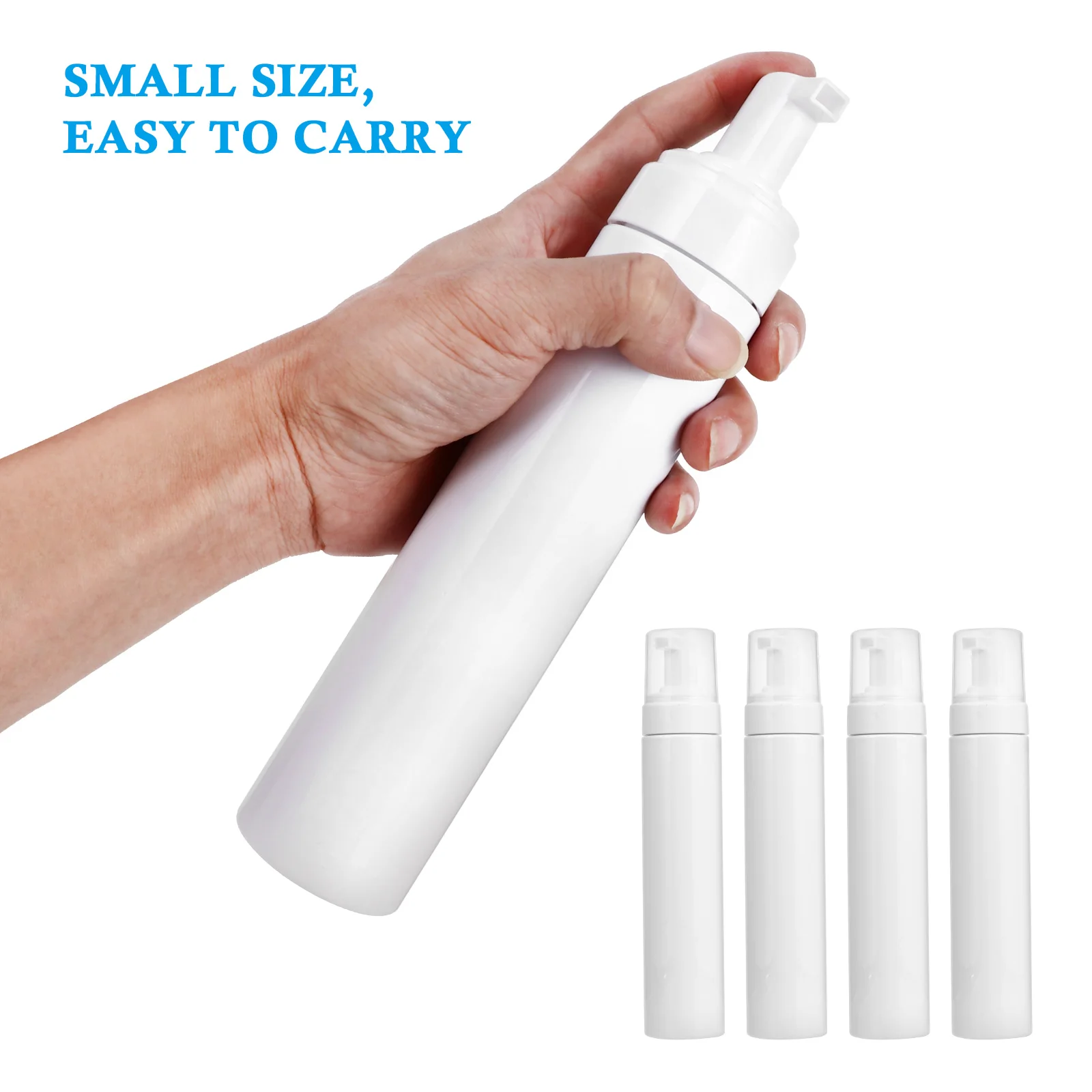 

4pcs 250ml Foaming Bottle White Pump Facial Cleanser Travel Refillable Dispenser Portable LeakProof Bathroom Kitchen Office