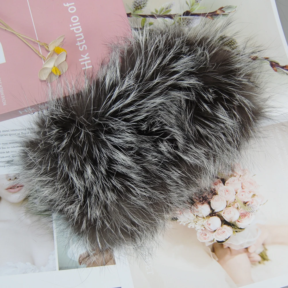 Outdoor Knit Fluffy Real Fox Fur Elastic Ring Headband Winter Female Real Fox Fur Scarf Women Luxury Natural Fox Fur Scarf Wrap