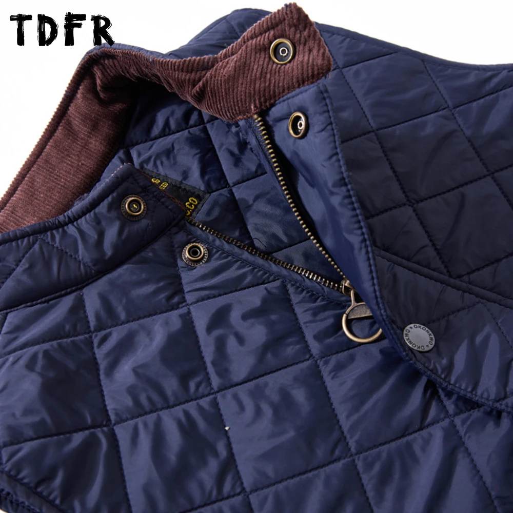 جيب بلون مبطن سترة رجالي ريترو البضائع الخريف الشتاء عادية الوقوف طوق أكمام واحدة الصدر سترة رجل #4