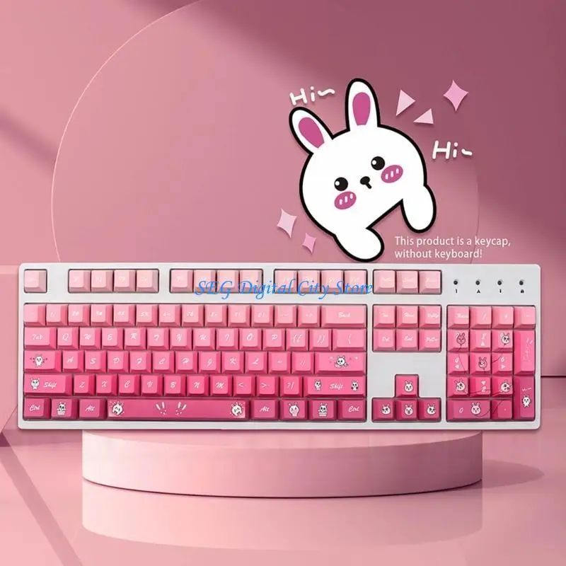 u75b سميكة PBT Dye-Sub Keycaps 136 Keys Keycap Pink لـ 61/68/75/84/980 #2