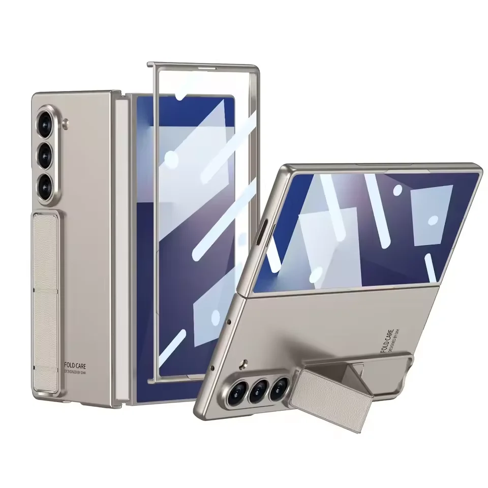 

Чехол для телефона Samsung Galaxy Z Fold 7 6 Fold7 Fold6 Невидимый кронштейн с подставкой из закаленной пленки Противоударный жесткий чехол