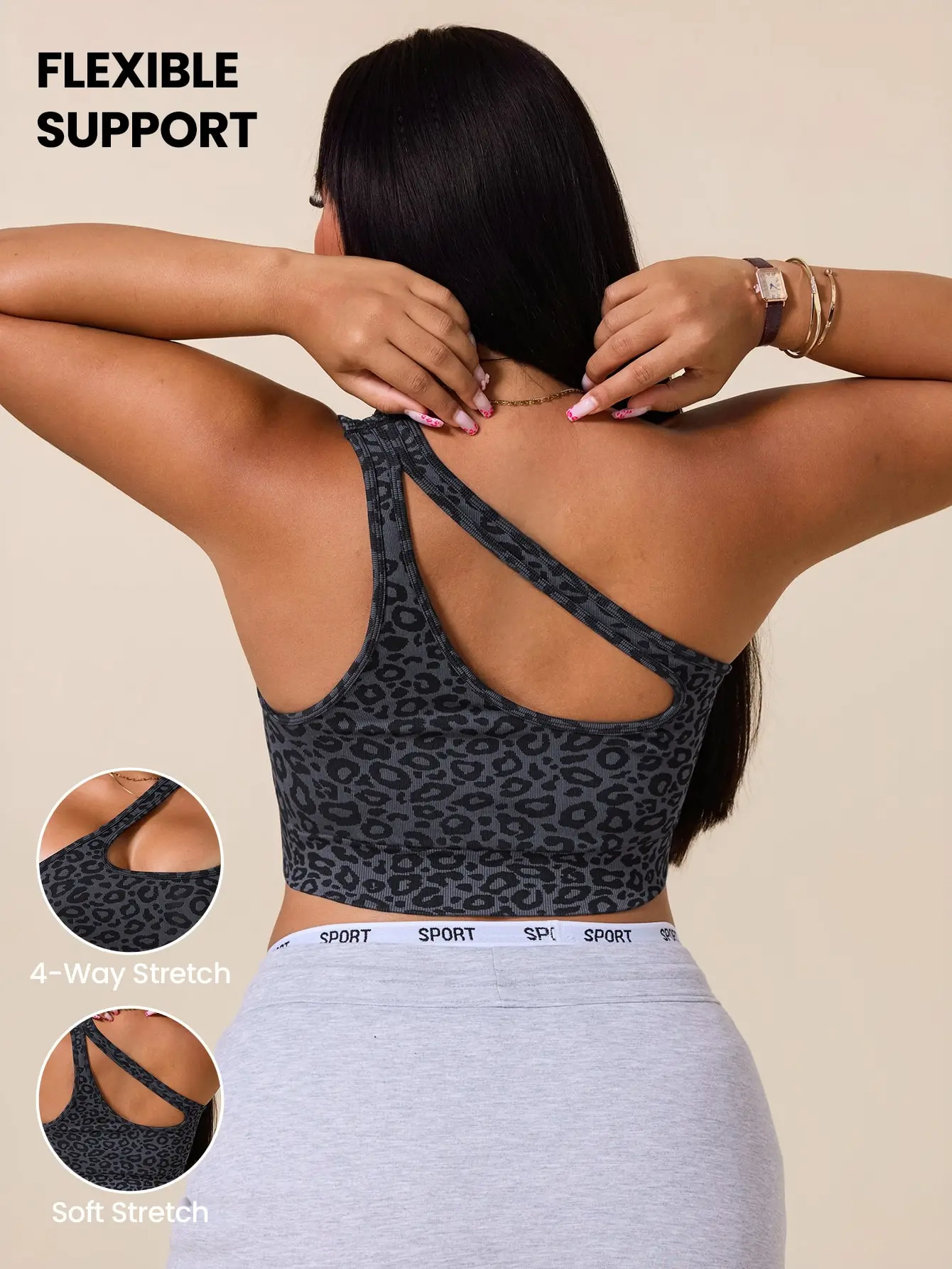 Tank Top Ribbed - Women Plus Size Asymmetrical Sports Bra
