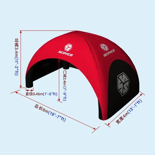 Outdoor waterproof and durable camping party garage sports custom inflatable tent with blower