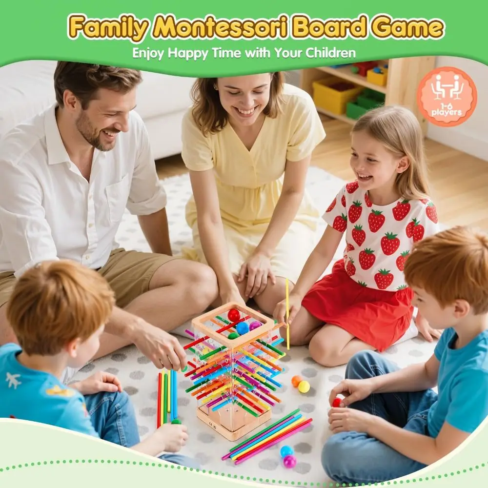 New Colorful Wooden Stick Game Montessori Cognitive Development Wooden Board Games Focus Training Educational Toy Boys and Girls