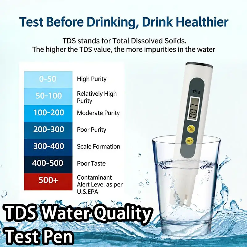Portable TDS Water Quality Tester Pen Fast And Accurate PPM Measurement For Household Use​